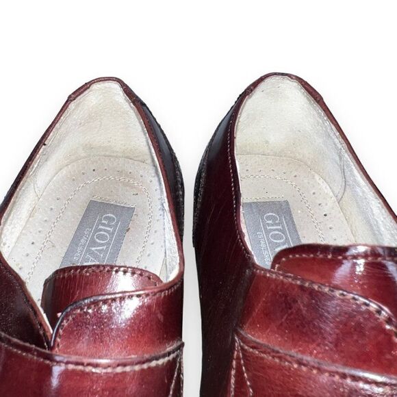 Giovanni Baron Monk Strap Wingtip Loafers Burgundy Leather Men's 9 - Picture 12 of 12